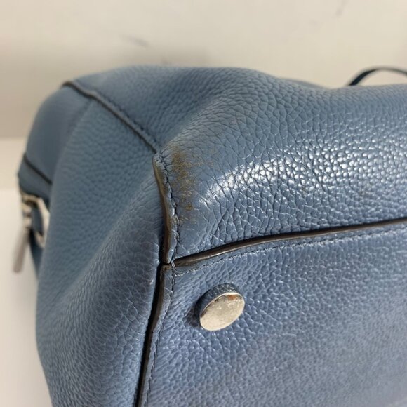 Michael Kors Mercer Duffel Bowling Shoulder Crossbody Bag Denim Blue Leather - Picture 11 of 15